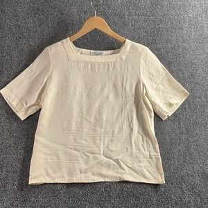 100% Silk Laura & Jayne Cream Blouse Size 10 Boho Preppy Laggenlook